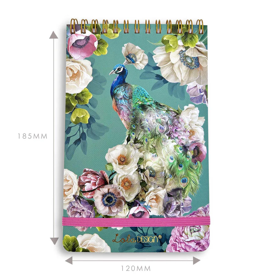 Lola Designs - PEACOCK REPORTER NOTEPAD WITH ELASTIC CLOSURE - Image 4