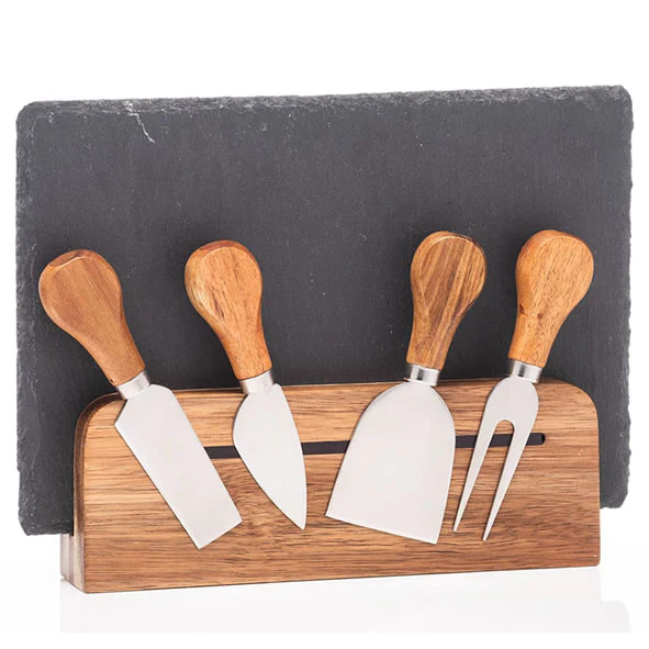 Newgrange 6 Piece Cheese Slate Cutting Board & Magnetic Utensils