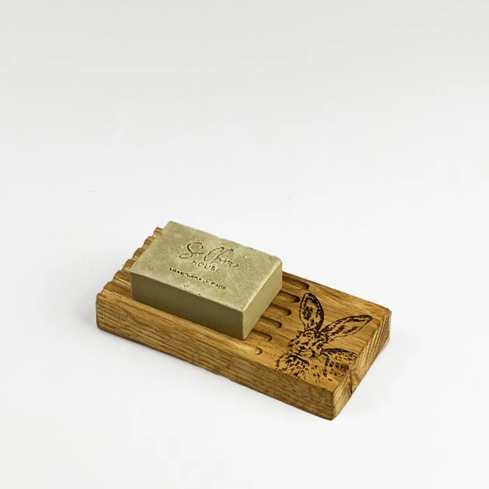 Selbrae House Oak Soap Dish and Soap Set - Hare Side Profile