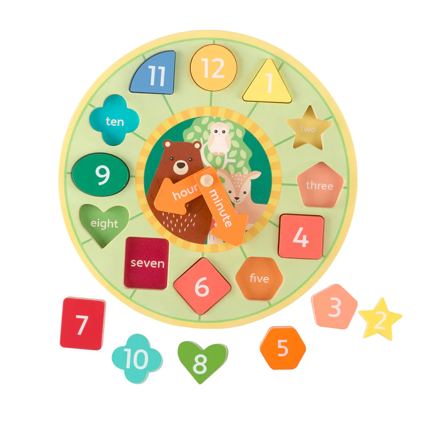 Orange Tree Toys Woodland Shape Sorting Clock - Image 3