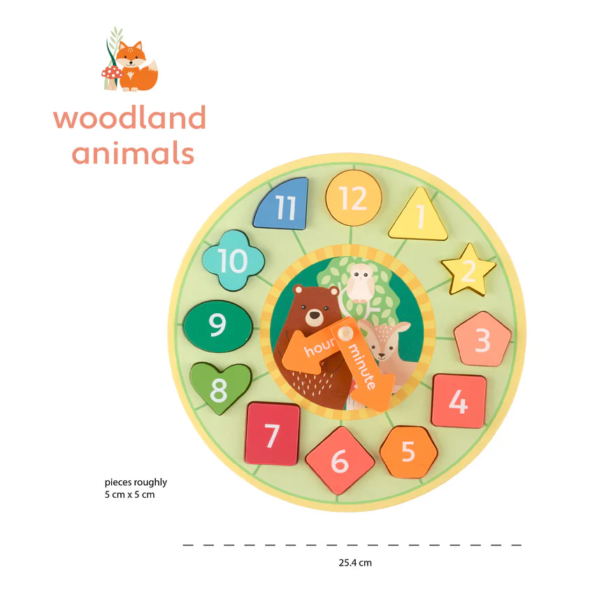 Orange Tree Toys Woodland Shape Sorting Clock - Image 4