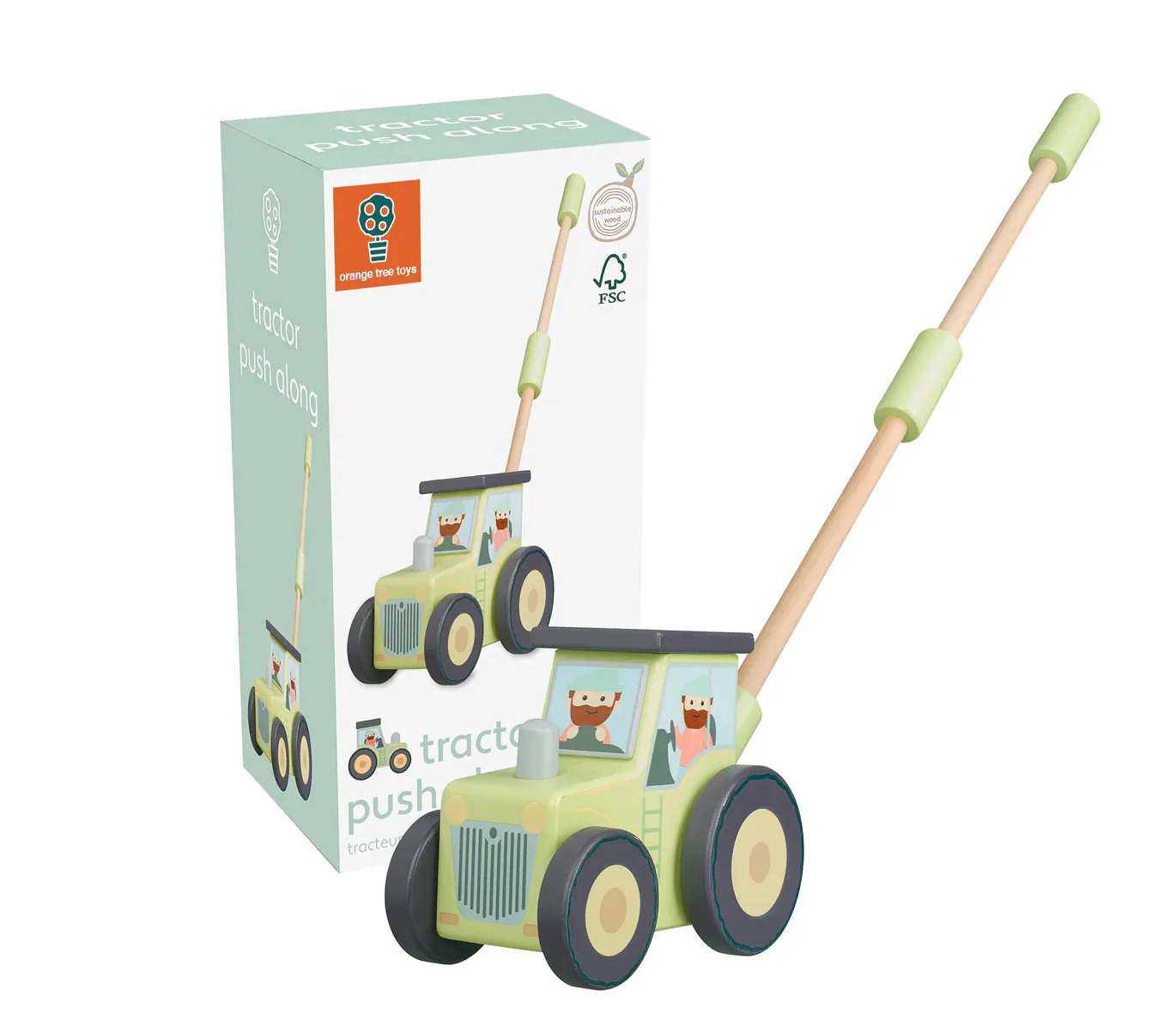 Orange Tree Toys Push Along Tractor