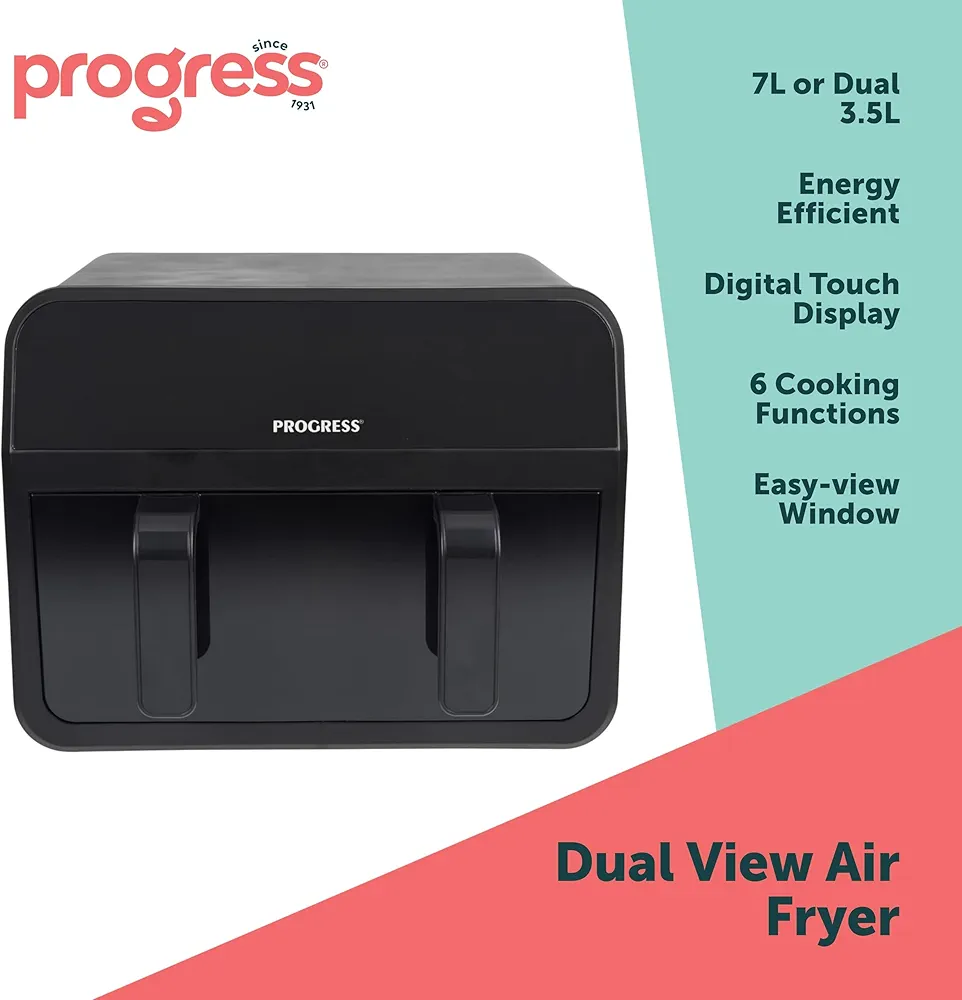 Progress 7lt Dual Air Fryer with Removable Divider & Viewing Window - Image 3