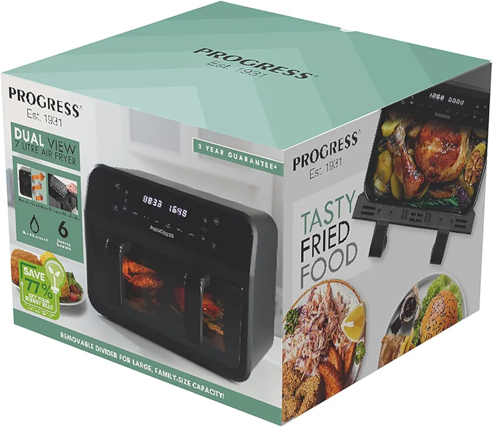 Progress 7lt Dual Air Fryer with Removable Divider & Viewing Window - Image 5