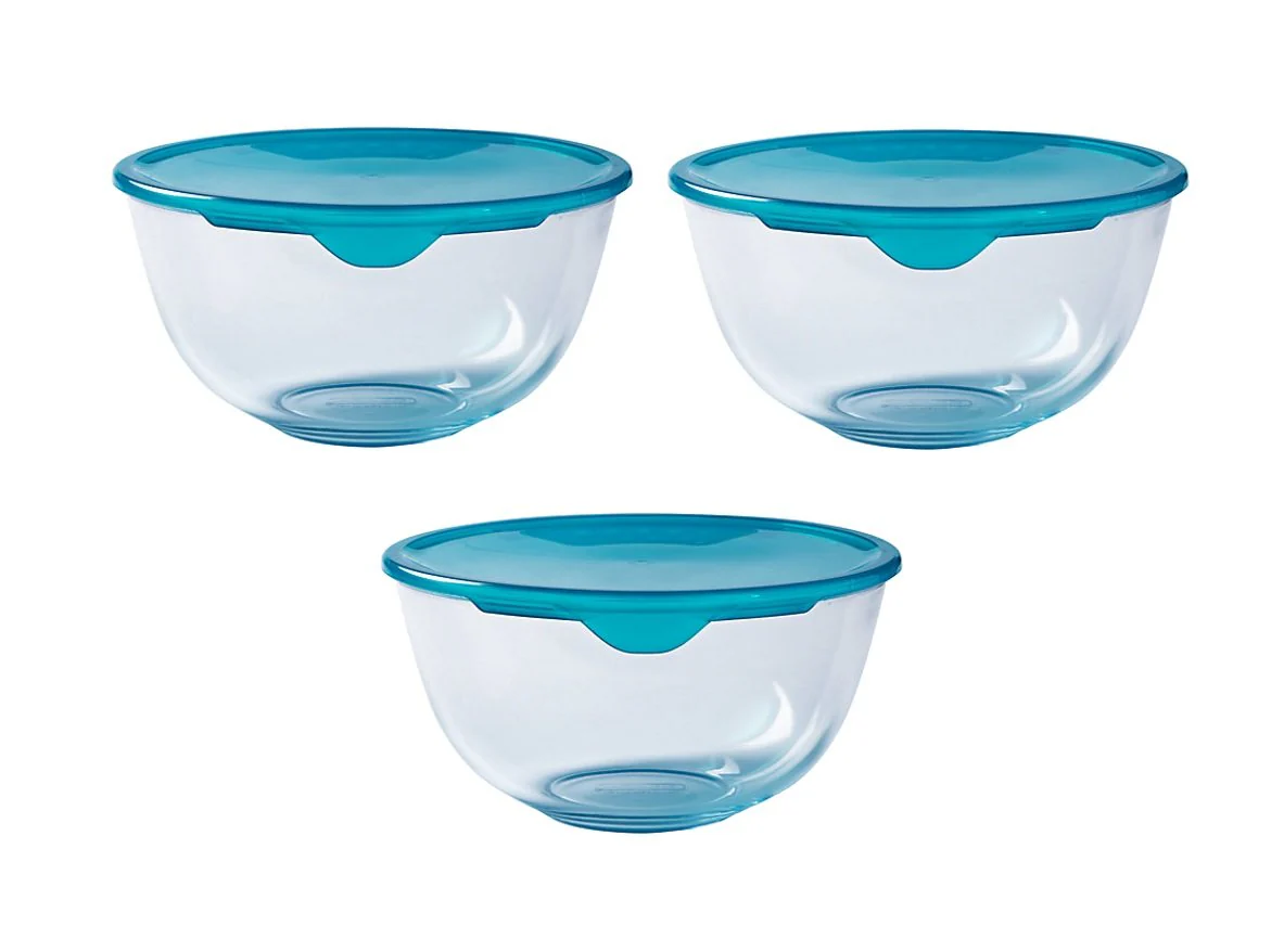 Pyrex 3pce Bowl Set + Lids  (0.5L - 1L - 2L) - Image 2