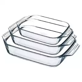 Pyrex Gift Set of 3 Roasting Dishes Rectangular with large handles