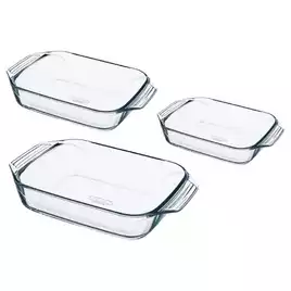 Pyrex Gift Set of 3 Roasting Dishes Rectangular with large handles - Image 2
