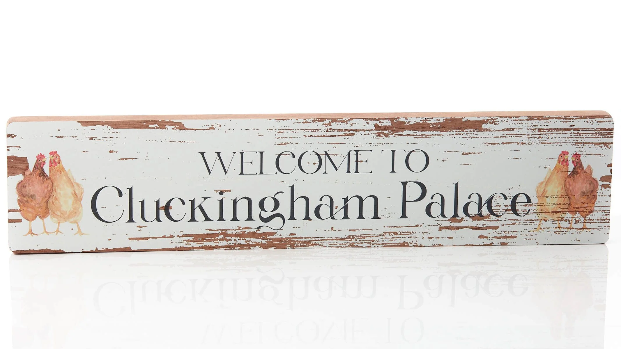 RL FARM CLUCKINGHAM PALACE CHICKEN PLAQUE RUSTIC DISTRESSED WOOD - Image 2