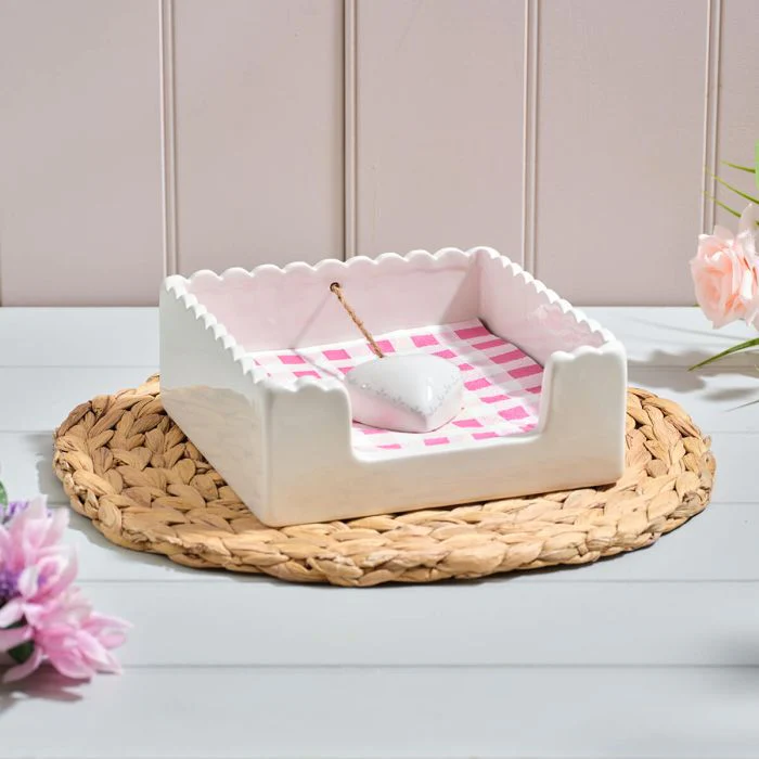RL COTTAGE GARDEN SIMPLE CERAMIC NAPKIN HOLDER WITH CHUNKY HEART