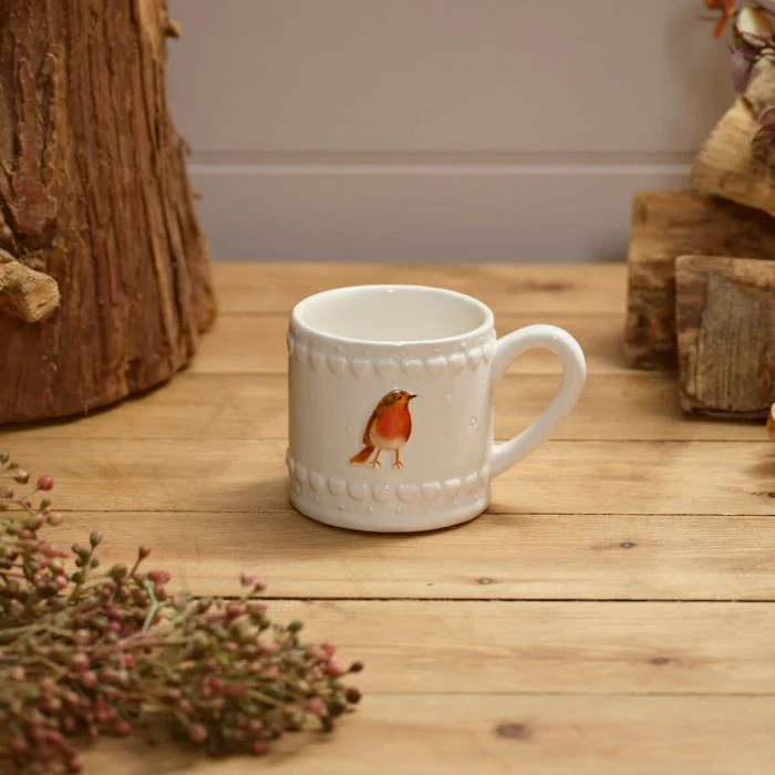 RL COUNTRYSIDE WOODLAND CERAMIC EMBOSSED ROBIN MUG