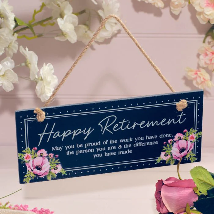 RL FLORAL SLATE HAPPY RETIREMENT HANGING PLAQUE