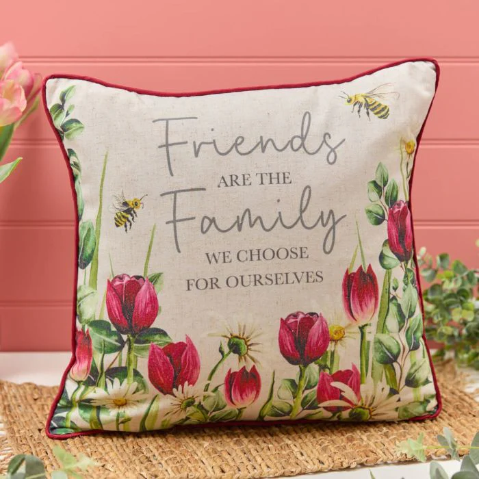 RL FRIENDS ARE THE FAMILY TULIP FLORAL CUSHION
