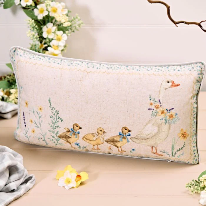 RL GOOSE FLORAL CUSHION WITH DUCKLINGS