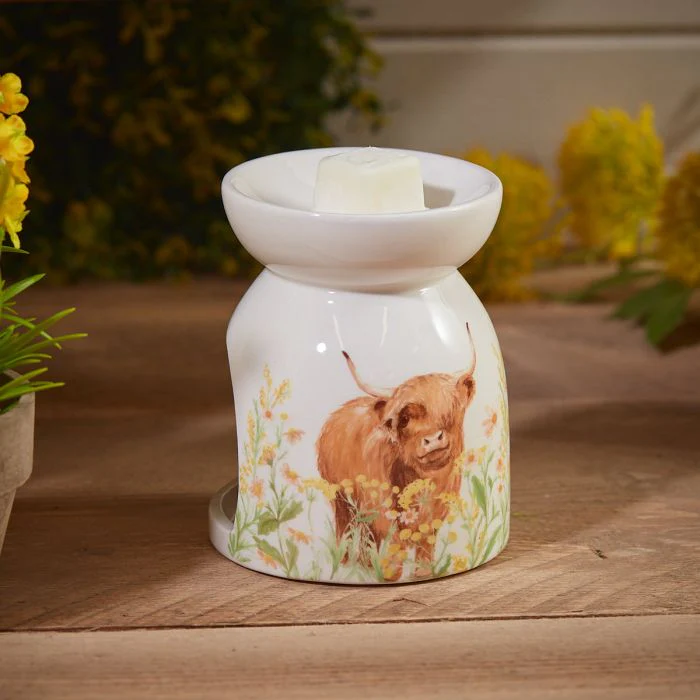 RL HIGHLAND COW FLORAL WAX MELT BURNER CERAMIC