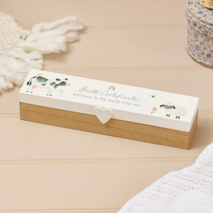 RL MINI FARM BIRTH CERTIFICATE WOOD BOX