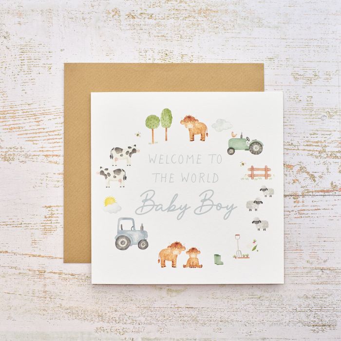 RL MINI FARM WELCOME TO THE WORLD BABY BOY CARD