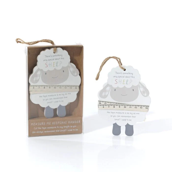 RL MINI FARM WOOD MEASURE ME SHEEP HANGER KEEPSAKE ON CARD