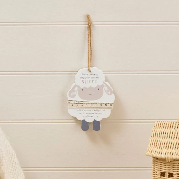 RL MINI FARM WOOD MEASURE ME SHEEP HANGER KEEPSAKE ON CARD - Image 2