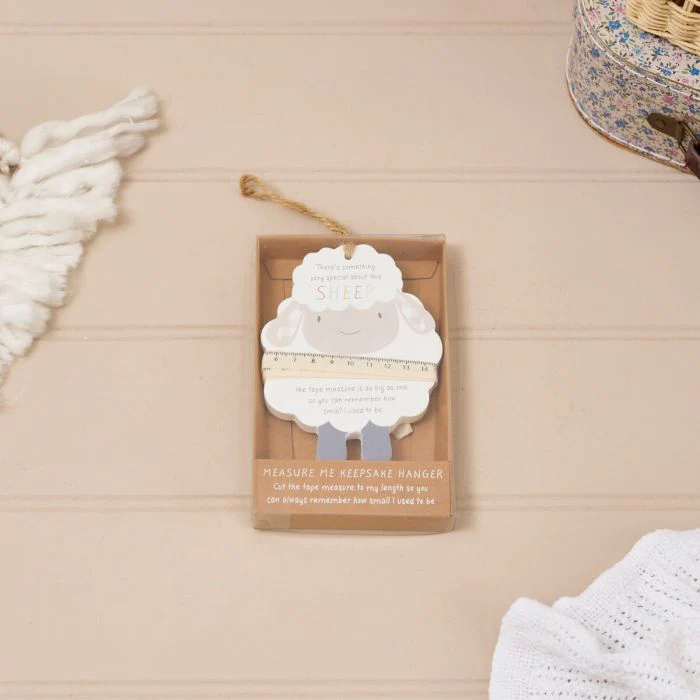 RL MINI FARM WOOD MEASURE ME SHEEP HANGER KEEPSAKE ON CARD - Image 3