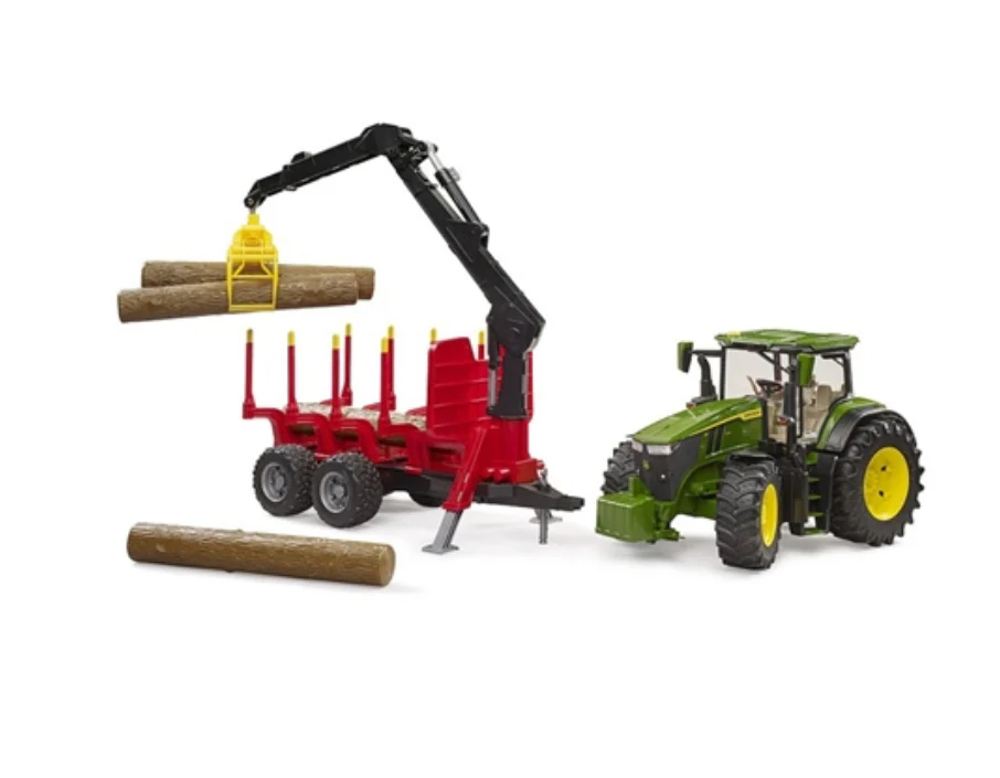 Bruder Roadmax Tractor w/Forestry Trailer & 3 Trunks - Image 2