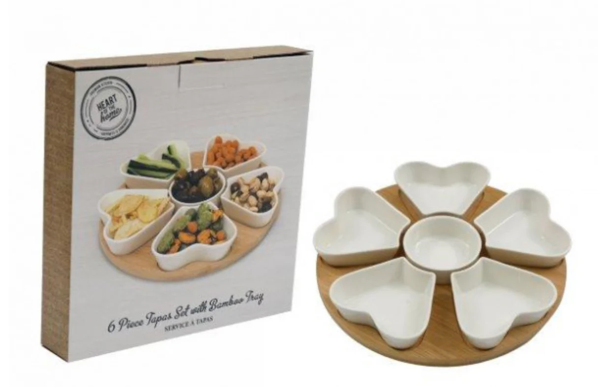 SIL 6PC Tapas Set W/Bamboo Tray