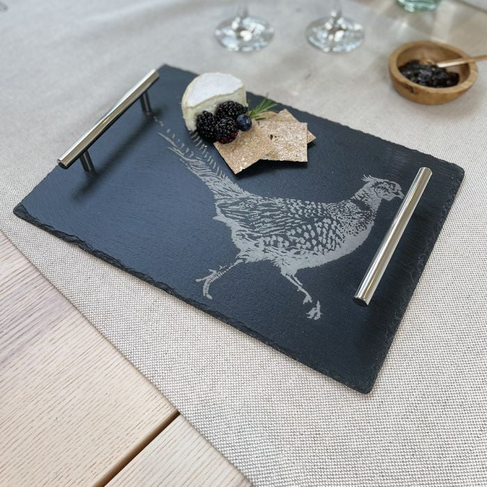 Selbrae House Slate Serving Tray - Medium - Pheasant - Gift Boxed