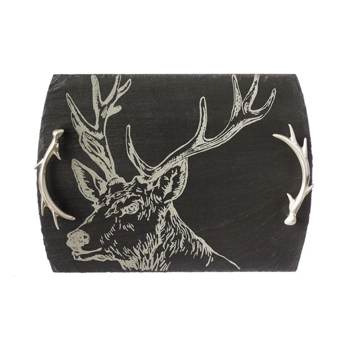 Selbrae House Slate Serving Tray - Medium - Stag - Gift Boxed