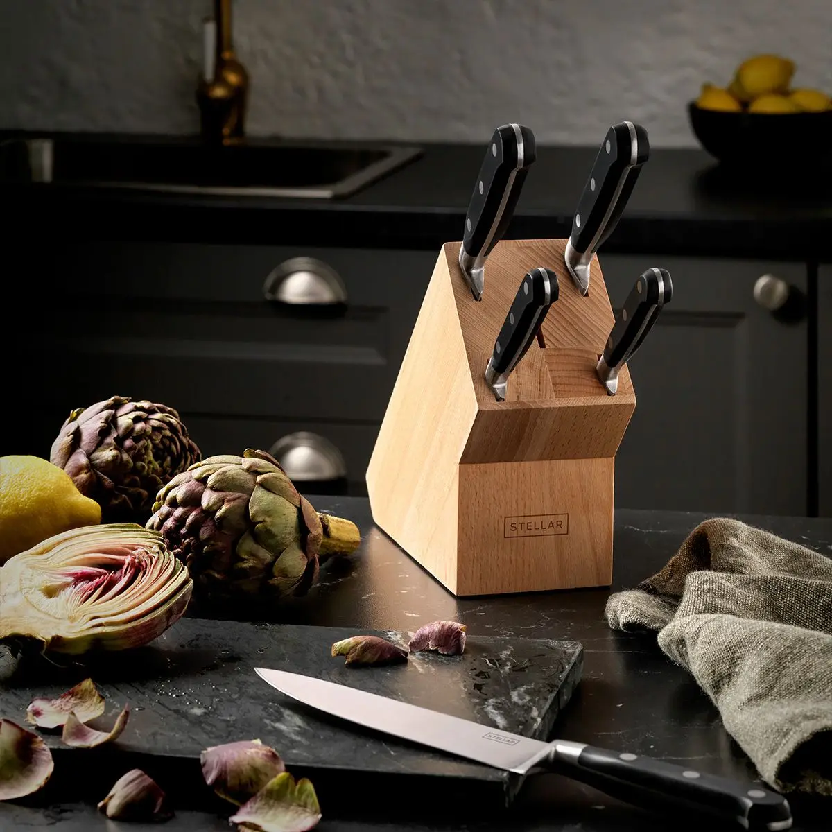 Stellar Sabatier 5 Piece Knife Block Set Wood IS60