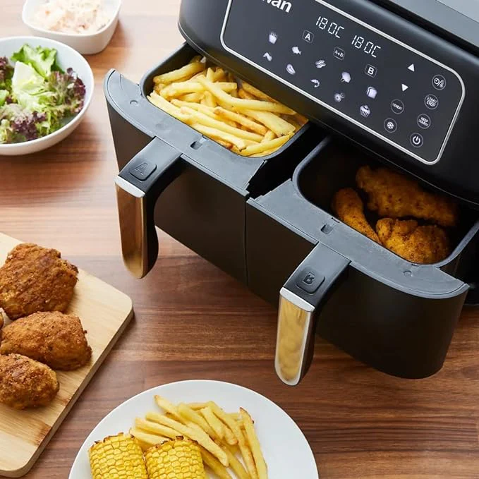 Swan 8L Digital Dual Basket 13 in 1 Air Fryer with Keep Warm Function, 10 One-Touch Pre-sets, Rapid Air Circulation, 1600W, Black - Image 3