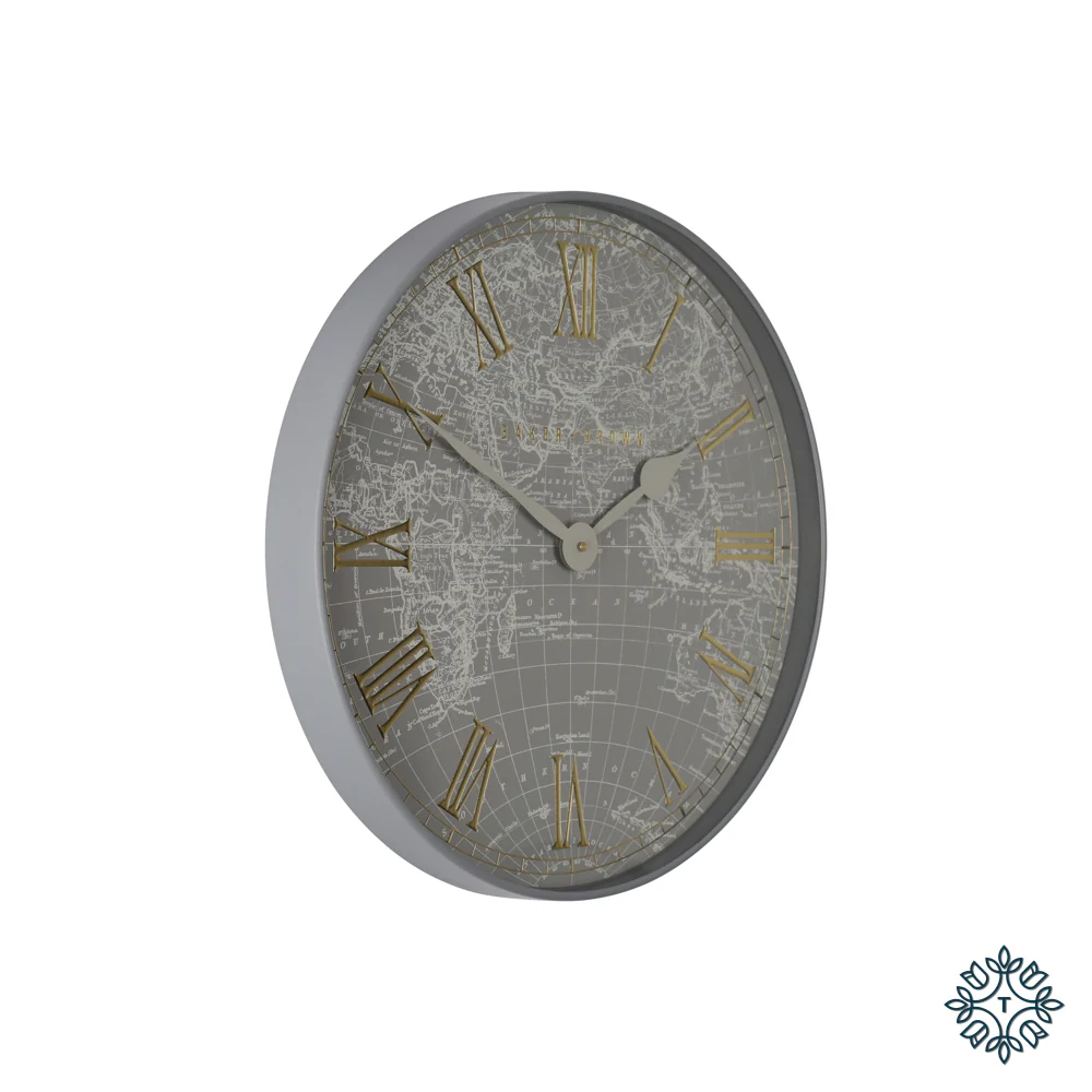 Tara BAKER AND BROWN ATLAS CLOCK GREY 50CM - Image 2