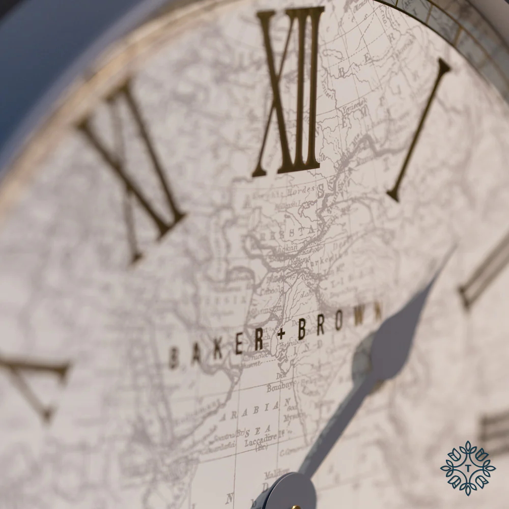 Tara BAKER AND BROWN ATLAS CLOCK WHITE 50CM - Image 2