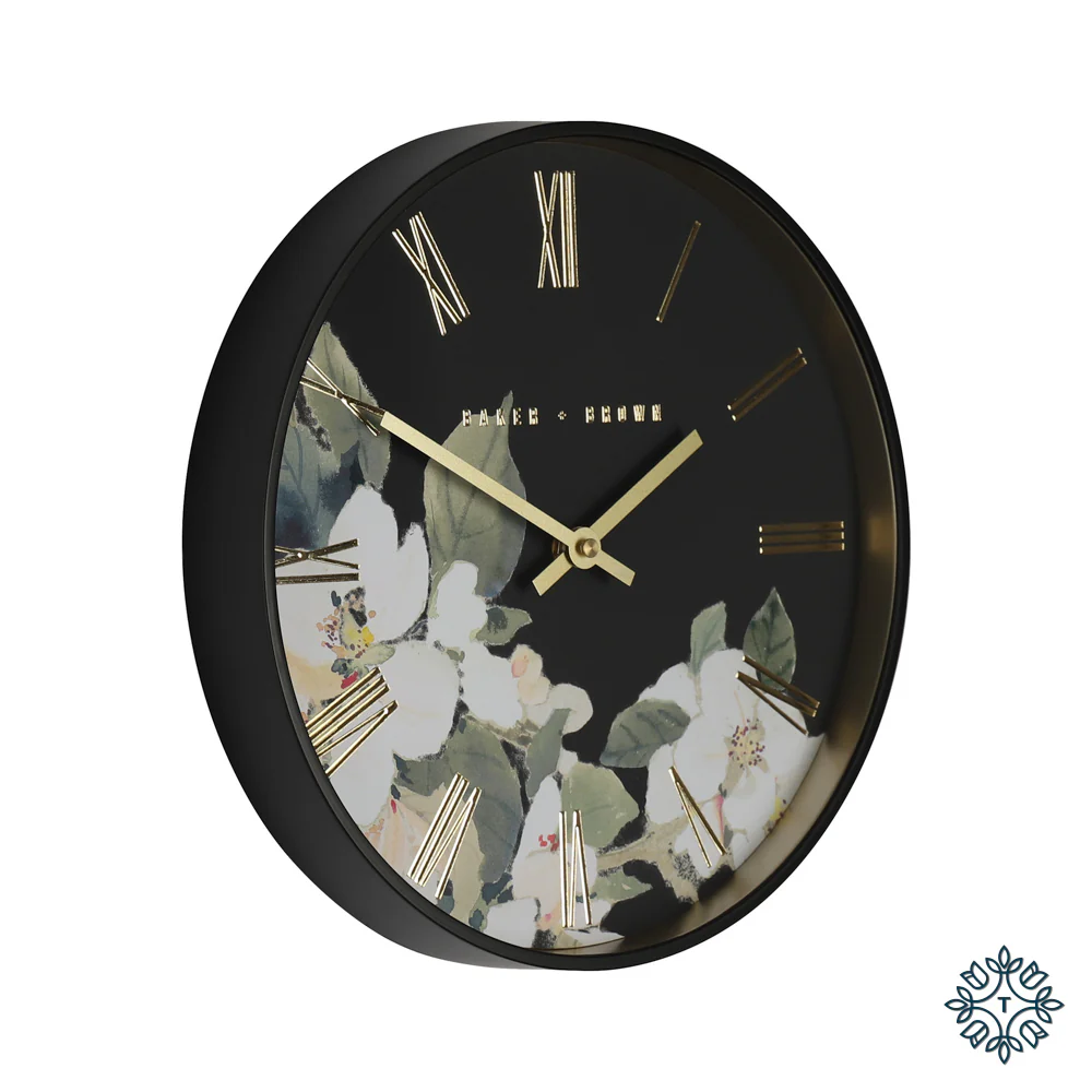 Tara BAKER AND BROWN FLORAL CLOCK 30CM - Image 2