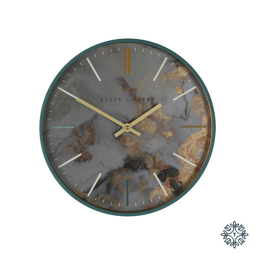 Tara BAKER AND BROWN MARBLE CLOCK 30CM