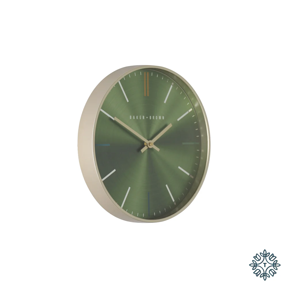 Tara BAKER AND BROWN METALLIC CLOCK GREEN 30CM - Image 2