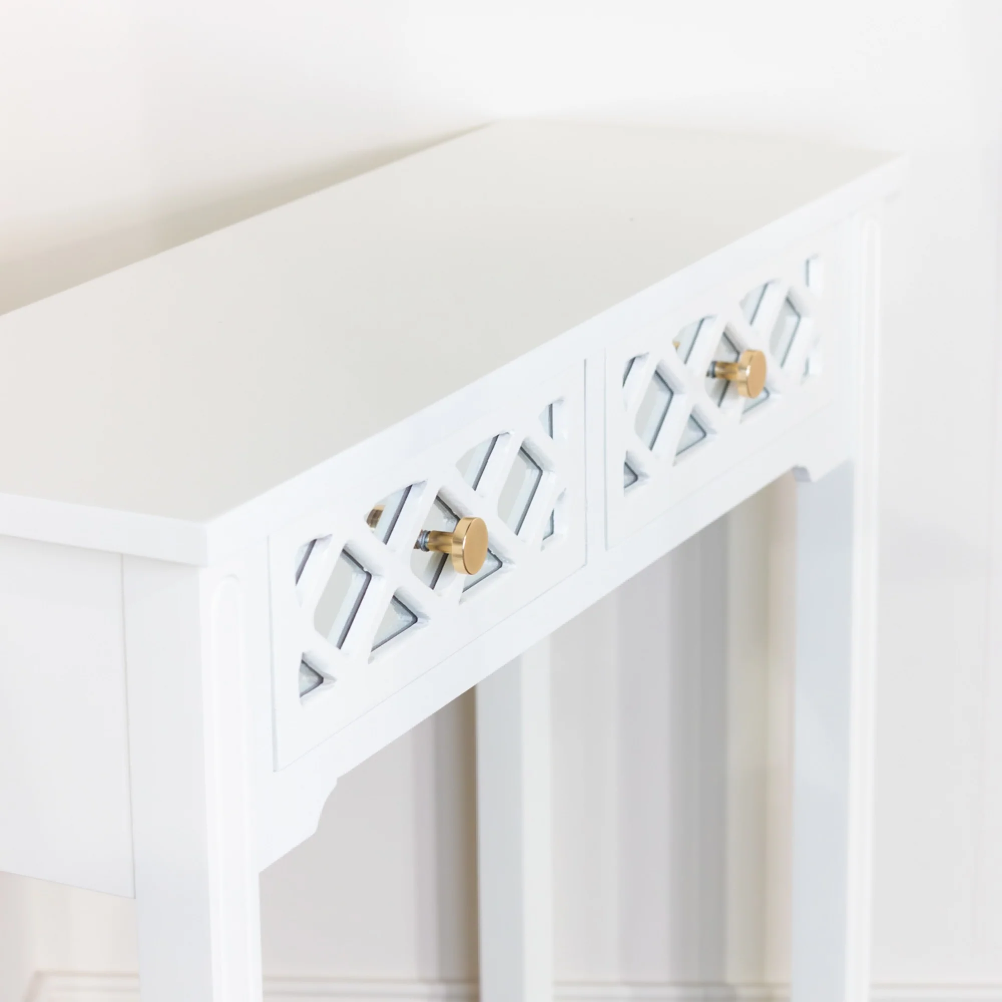 Tara Carla 2 Drawer Mirrored Console Table - White - Image 2