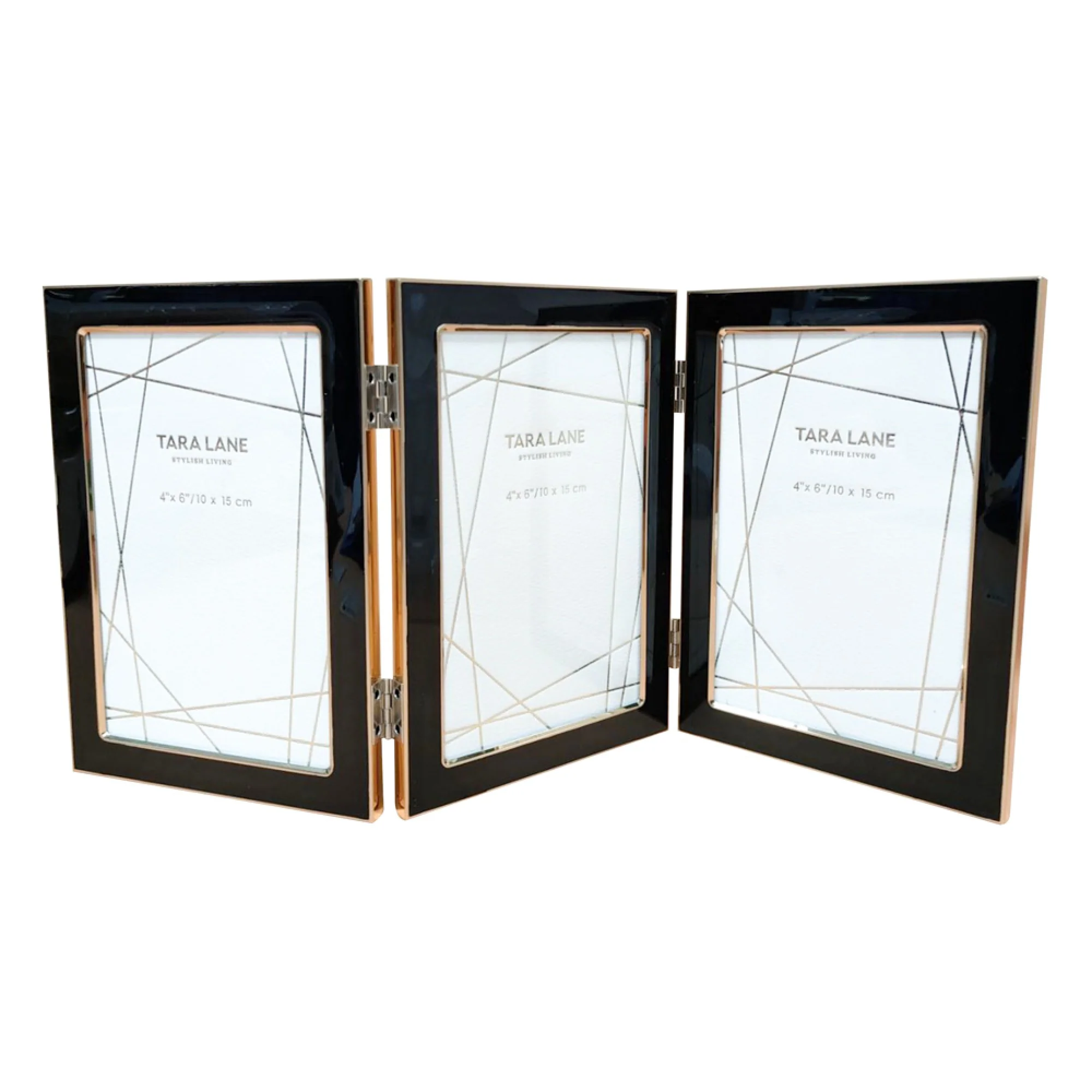Tara Ella Folding Photo Frame Black /Gold