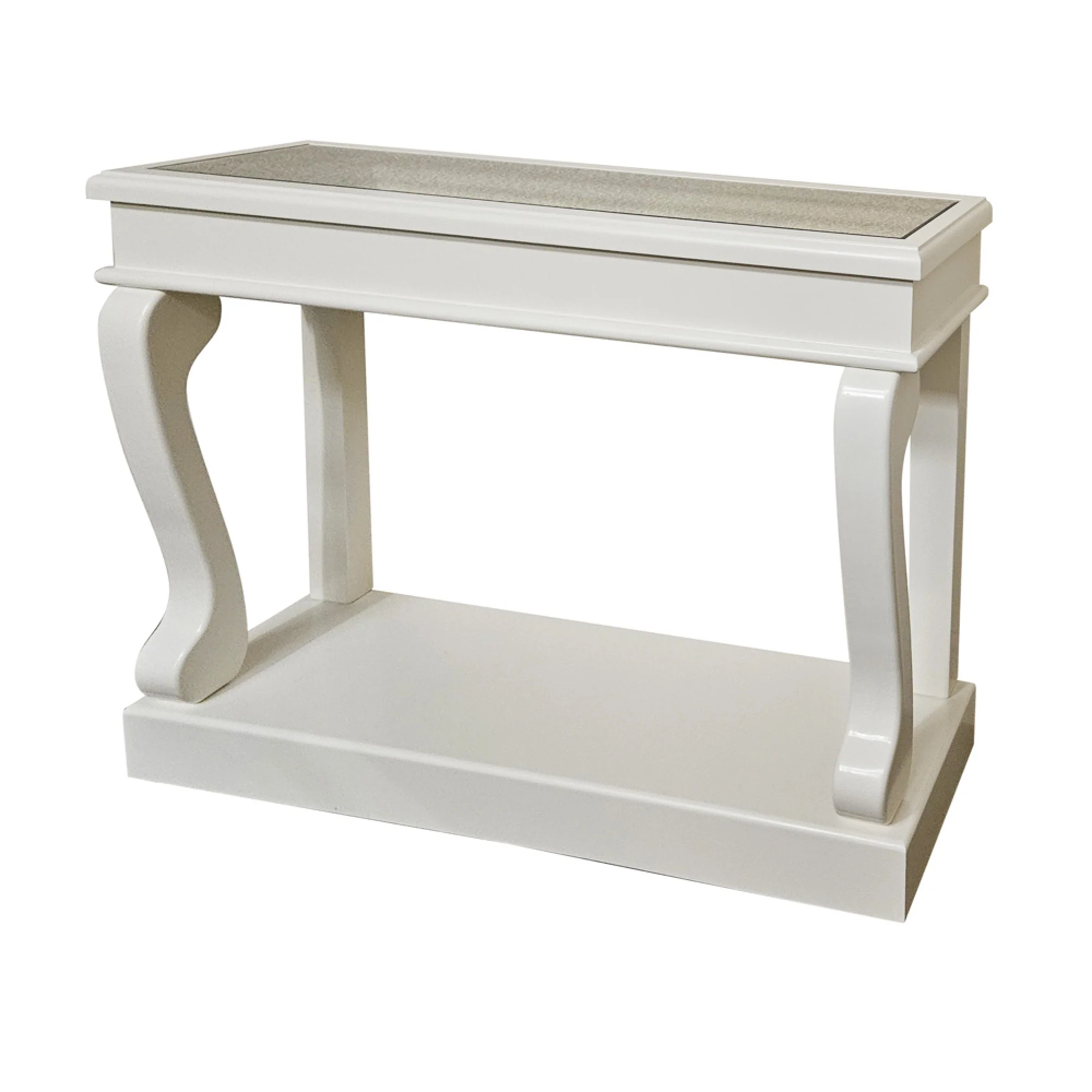 Tara Living Scroll Ivory 120cm Console Table Antique Mirror