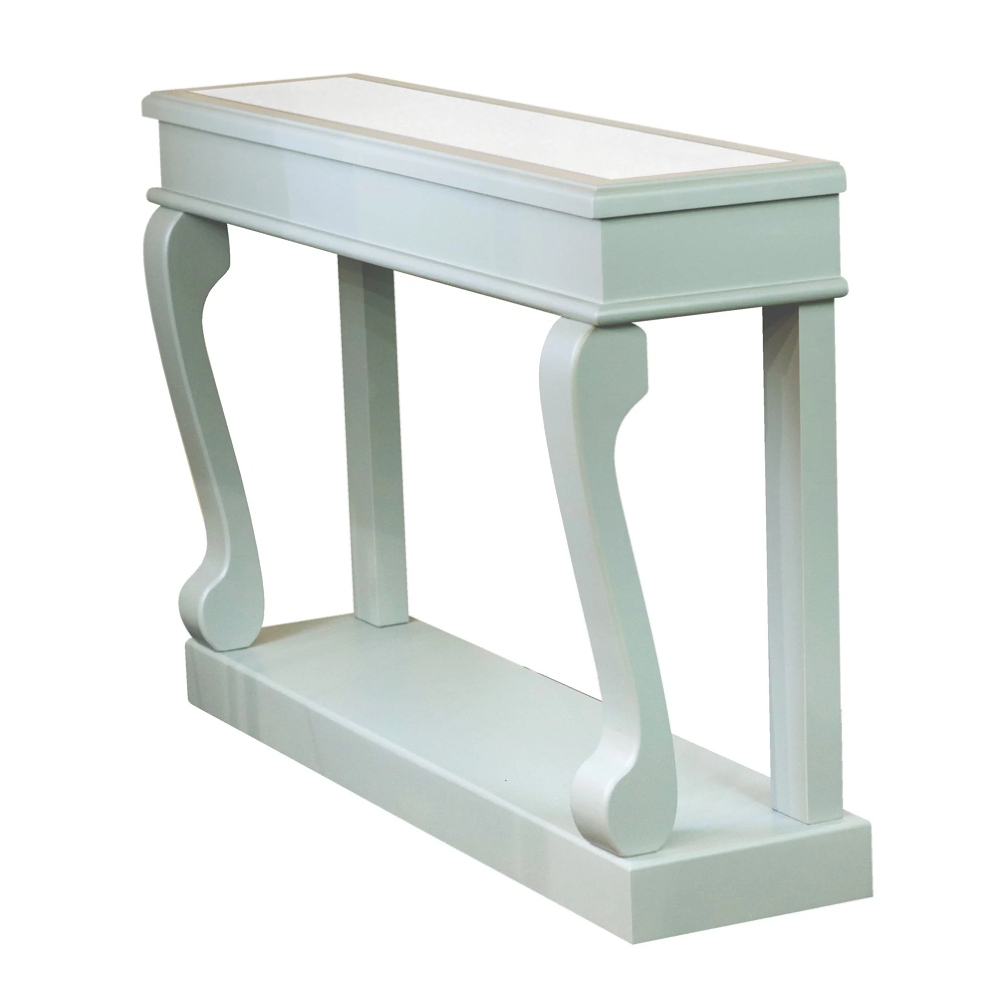 Tara Scroll Sage 120cm Console Table and Antique Mirror Top