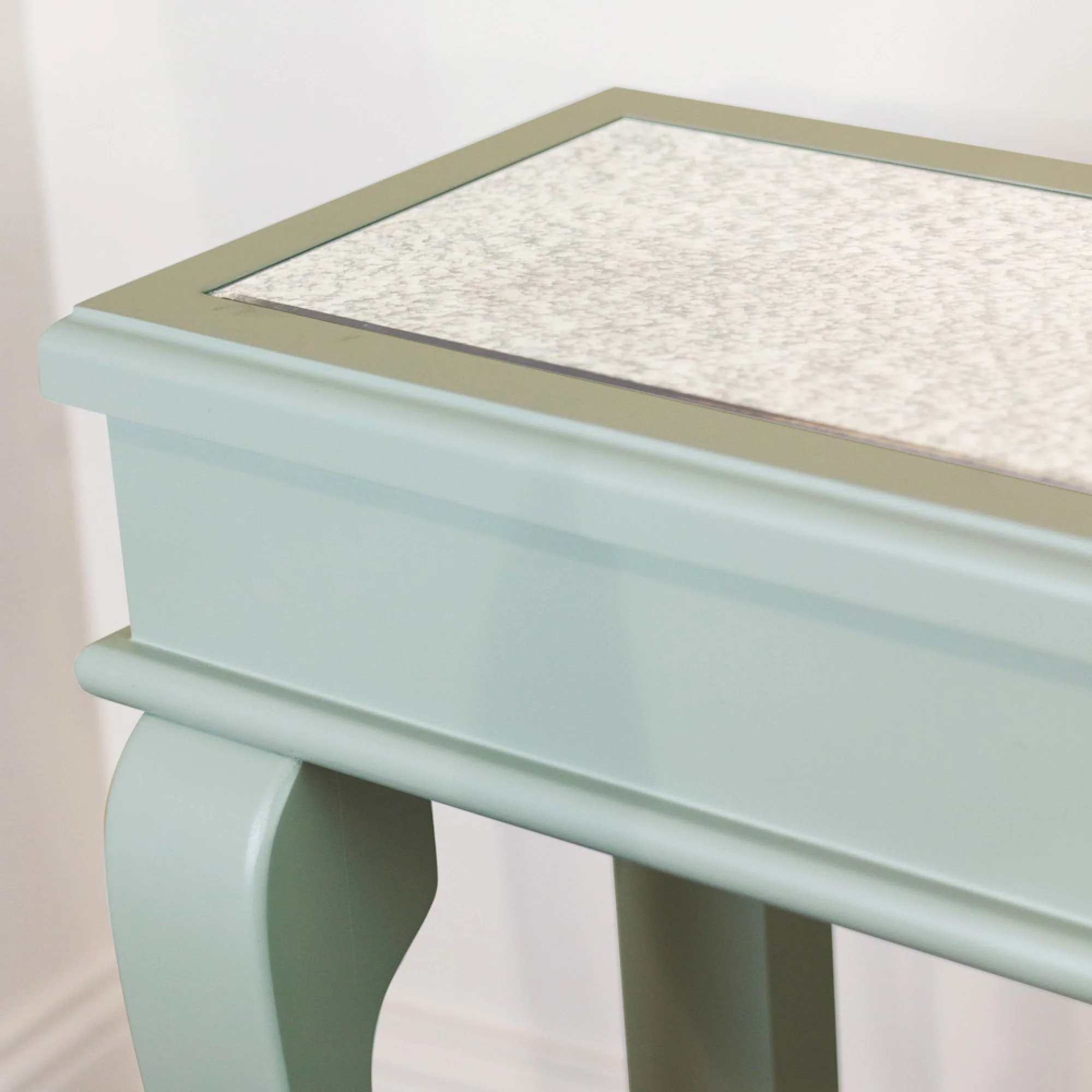 Tara Scroll Sage 120cm Console Table and Antique Mirror Top - Image 2