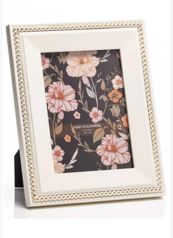 The Grange Collection Ivory & Gold Beaded Frame 5x7
