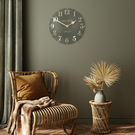 Thomas Kent 20" Arabic Wall Clock Lichen Green - Image 2