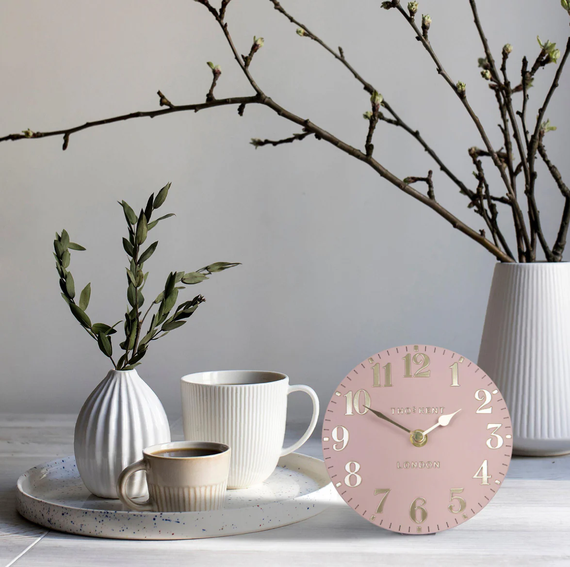 Thomas Kent 6” Arabic Mantel Clock Blush Pink - Image 2