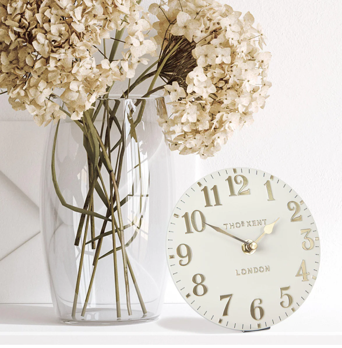Thomas Kent 6” Arabic Mantel Clock Oatmeal - Image 2