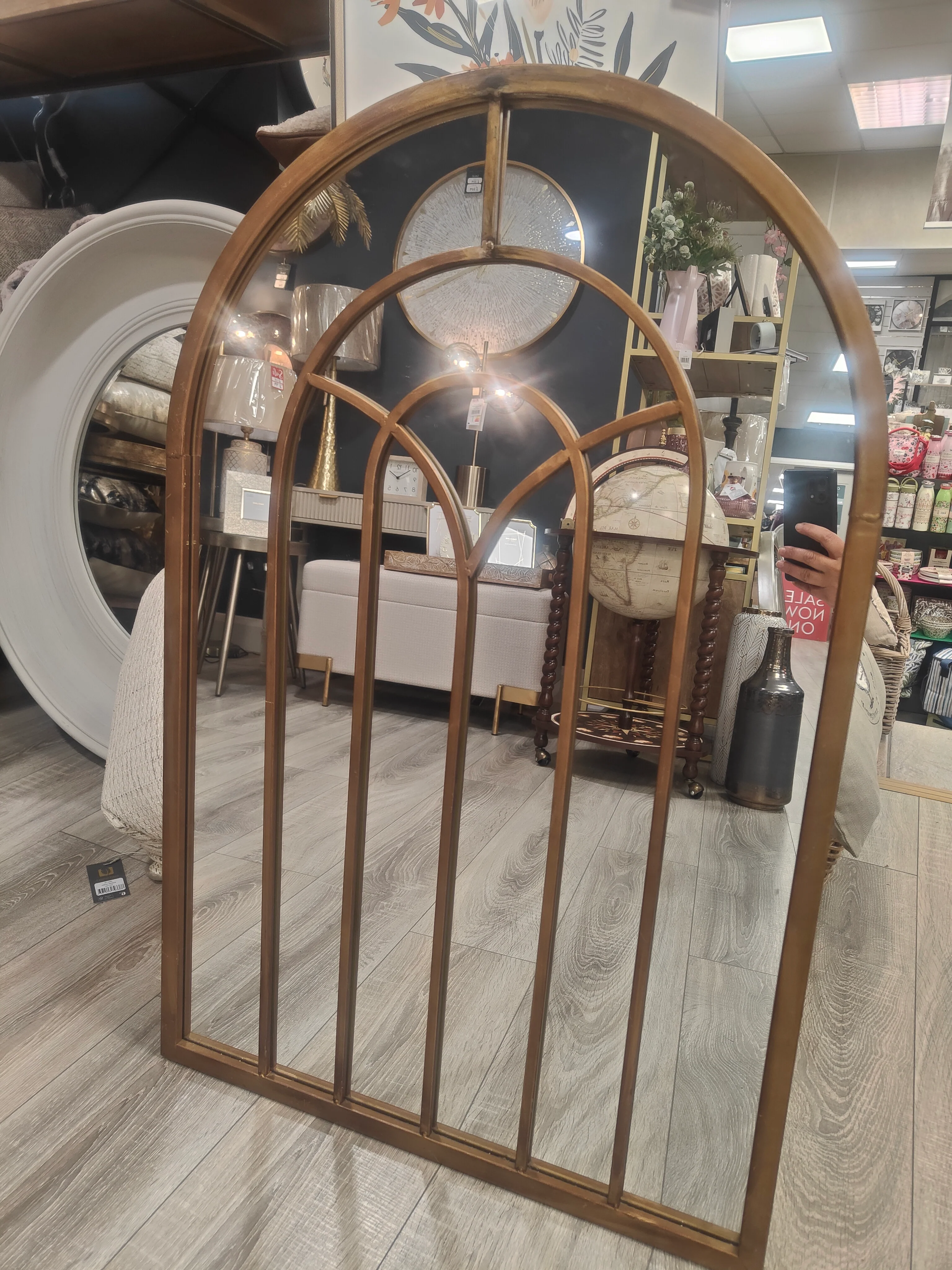 Teal Large Copper Arched Mirror H91cm