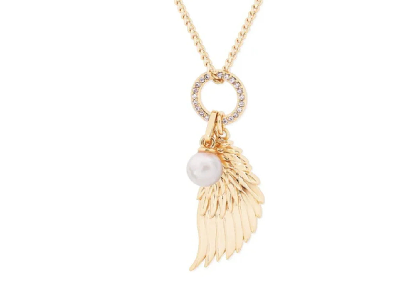 Tipperary Crystal Angel Wings Crystal & Pearl Pendant Gold 167780