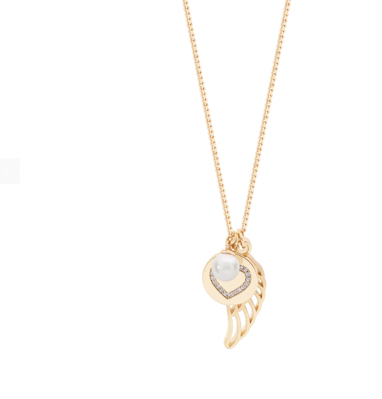 Tipperary Crystal Angel Wings Pearl & Heart Disc Pendant 167728