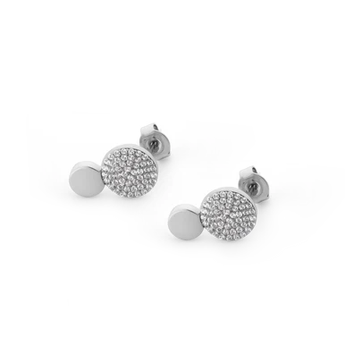 Tipperary Crystal Circle Pave Silver 2 Circle Earrings (BE15245)