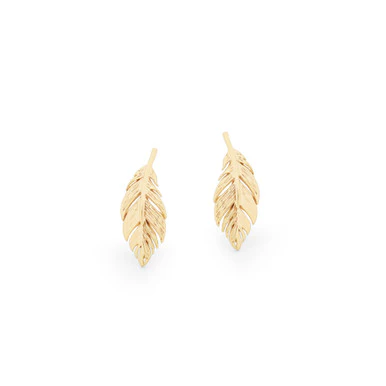 Tipperary Crystal Feather Mini Stud Earrings Gold 158818