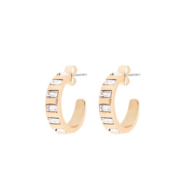 Tipperary Crystal Hoops Earrings Art Deco Gold