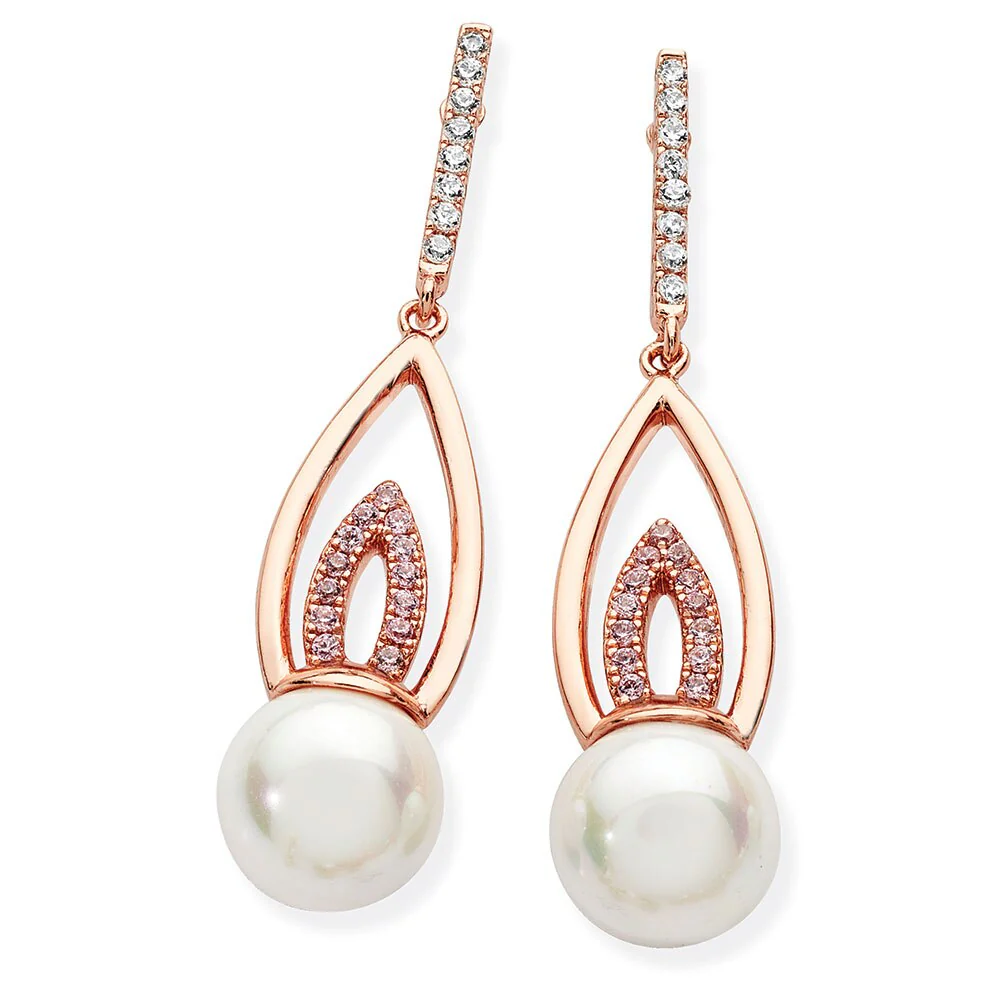 Tipperary Crystal Rose Gold Pink Cz Flame Drop Earrings 118317